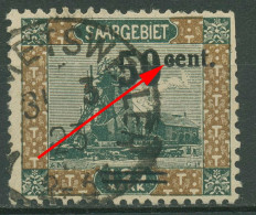 Saargebiet 1921 Förderturm Mit Aufdruckfehler 78 AF II Gestempelt, Zahnfehler - Gebraucht