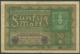 Dt. Reich 50 Mark 1919, DEU-71b Reihe 2 Serie B B, Gebraucht (K1458) - 50 Mark