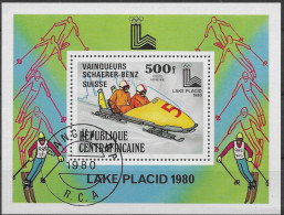 CENTRAFRICAINE -  Jeux Olympiques D'hiver 1980 - Lake Placid (Médailles) - Bobsleigh à Deux - En Surimpression - Winter 1980: Lake Placid