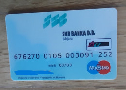 Slovenia Credit Card SKB Banka Maestro Bank Expired - Tarjetas De Crédito (caducidad Min 10 Años)