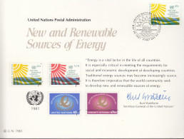 UNO NEW YORK  Erinnerungskarte 20, NY-FDC, Erneuerbare Energie, 1981 - Brieven En Documenten