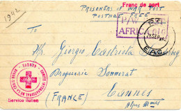 EAST AFRICA COMMAND.1942. "INTERNE ITALIEN. CAMP 356". PAR C.I.C.R.GENÉVE (SUISSE).FRANCE.CENSURE. LAC. - Briefe U. Dokumente