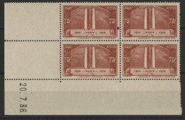 N° 316 Neuf ** (MNH) Cote 175 € Avec Coin Daté 20/7/36 Voir Description - 1930-1939