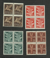 FRANCOBOLLI 4 QUARTINE POSTA  AEREA - Airmail