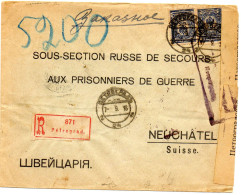 RUSSIE.1916 . L.R. "S/SECTION RUSSE SECOURS AUX PRISONNIER DE GUERRE..NEUCHATEL (SUISSE) - CENSURE. - Storia Postale