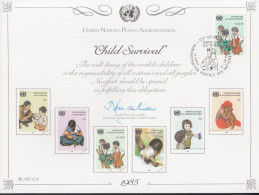 UNO NEW YORK  Erinnerungskarte 28, G-FDC, Gegen Kindersterblichkeit, 1985 - Briefe U. Dokumente