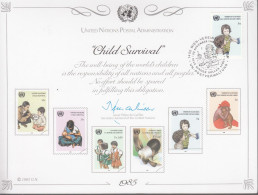 UNO NEW YORK  Erinnerungskarte 28, W-FDC, Gegen Kindersterblichkeit, 1985 - Briefe U. Dokumente