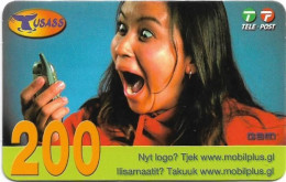 Greenland - Tusass - Girl With Mobile, GSM Refill, 200kr. Exp. 21.04.2007, Used - Grönland