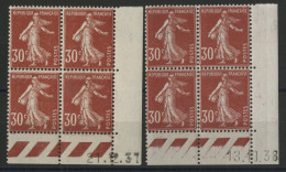N° 360 Neuf ** (MNH) 2 Blocs De Quatre + Coin Daté 21/12/37 Et 13/10/38 TB - 1930-1939