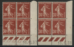 N° 360 Neuf ** (MNH) 2 Blocs De Quatre + Coin Daté 15/10/37 Et 10/1/38 Voir Description - 1930-1939
