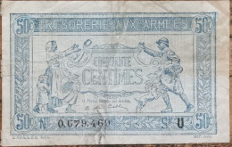 Billet De 50 Centimes Franc TRÉSORERIE AUX ARMÉES 1917 FRANCE Série A 0679469 - 1917-1919 Armeekasse