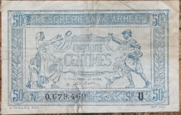 Billet De 50 Centimes Franc TRÉSORERIE AUX ARMÉES 1917 FRANCE Série A 0679469 - 1917-1919 Trésorerie Aux Armées