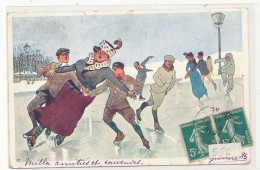 Illustrateur Sport D' Hiver  Schoenpflug  - Scène De Patinage  Humour Risk - Schönpflug, Fritz