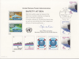 UNO NEW YORK  Erinnerungskarte 23, G-FDC, Sicherheit Auf See, 1983 - Lettres & Documents