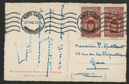 N° 171A (x2) Obl MONTE-CARLO Sur CP Pour Lyon Durant La Seconde Guerre Mondiale. TB - Covers & Documents