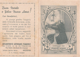 Calendarietto - Orfanotrofio Antoniano Femminile - Canonico A.m. Di Francia - Istituto Spirito Santo - Messina - Anno 19 - Tamaño Pequeño : 1941-60