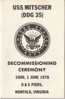 USS Mitscher (DDG 35) Decommissioning Ceremony 1978 - Broschüre 16 S. -  (68088) - Forze Armate Americane