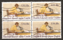 Etats-Unis D'Amérique USA 1981 N° 1349 X 4 O Handicapé, Fauteuil Roulant, Microscope, Science, Recherche, Handicap - Ungebraucht