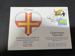 9-3-2024 (2 Y 33) COVID-19 4th Anniversary - Guernsey - 9 March 2024 (with Guernsey COVID-19 Stamp) - Malattie