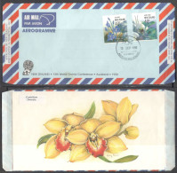 New Zealand. Aerogramme.  13th World Orchid Conference, Auckland, 1990.  Special Cancellation On Airmail Aerogramme. - Corréo Aéreo