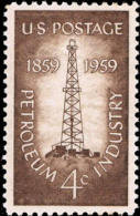 1959 USA Petroleum Industry 100th Anniv. Stamp Sc#1134 Oil Derrick Mineral - Nature