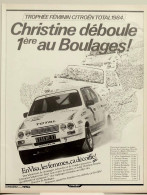 Publicité Papier  VOITURE CITROËN VISA CHRISTINE DRIANO  Octobre 1984 AMSJU - Publicités