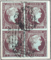 ESPAGNE - ESPAÑA - 1855 Ed.42 2R Violeta - Bloque De 4 Usado Parilla Negra (fil Lazos) - Used Stamps