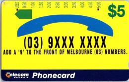 9-3-2024 (Phonecard) Change Of Phone Numbers In Melbourne With 9 - $ 5.00 - Phonecard - Carte De Téléphoone (1 Card) - Australien