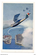 Aviazione Jonio E Basso Adriatico - Cartolina Disegnatore Ferrari - Marcofilía (Aviones)