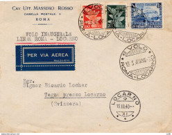 1940 Roma/Locarno Del 19.3.40 - Aerogramma Inoltrato Con I° Volo - Poststempel (Flugzeuge)