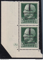 1944 RSI, N° 491 25 Cent. Verde MNH/** COPPIA VERTICALE CON NUMERO DI TAVOLA - Other & Unclassified