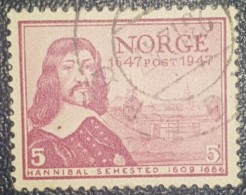 Norway 5 Used Stamp 1947 Norwegian Mail Service - Gebruikt