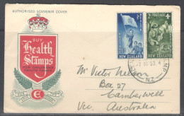 New Zealand. FDC Sc. B42-B43.   Health Stamps 1953.   FDC Cancellation On Cachet FDC Envelope - FDC