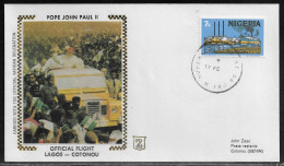 Nigeria. Pastoral Visit Of Pope John Paul II To Lagos Nigeria. Official Flight Lagos - Cotonou (Benin) Special Cancellat - Nigeria (1961-...)