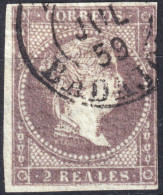 ESPAGNE - ESPAÑA - 1855 Ed.46 2R Violeta - Usado Fechador Tipo 1854 (c.72€) (fil. Lineas Cruzadas) - Usados