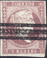 ESPAGNE - ESPAÑA - 1855 Ed.46S 2R Violeta - BARRADO (c.11€) (fil. Lineas Cruzadas) - Usados