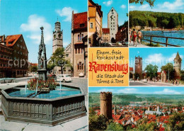 73814088 Ravensburg  Wuerttemberg Blaserturm Marktbrunnen Stadttor Runder Turm  - Ravensburg