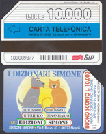 SCHEDA TELEFONICA SIP DA LIRE 10.000 - Golden 291 - Numerata, Con Pubblicità I DIZIONARI SIMONE. - Openbare Reclame