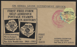 Sierra Leone. FDC Sc. 257.   Maps. World's Fair, New York - Self-Adhesive.  FDC Cancellation On Cachet FDC Envelope - Sierra Leone (1961-...)