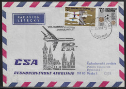 Singapore. 50th Anniversary Of Czechoslovak Airlines. Jubilee Flight. Air Mail Letter, From Singapore To Prague. - Singapore (1959-...)