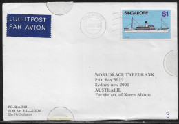 Singapore. Stamp Sc. 345 On Front Of Air Mail Letter, Sent From Singapore At 20.01.1983 To Australia. - Singapore (1959-...)