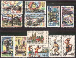 1969 1970 1973 MÉXICO TURÍSTICO LANDSCAPES AND PLACES 12 Stamps MNH, TURIST ISSUE - Mexico