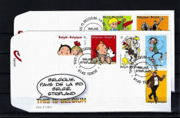 BELGIUM 2012 TINTIN SMURFS CARTOONS COMICS SET OF 2 OFFICIAL FIRST DAY COVER FDC USED - Fumetti