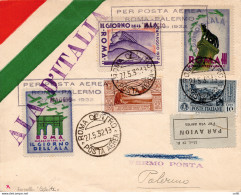 1932 Roma/Palermo Del 27.5.32 - Aerogramma Giorno Dell'ala - Storia Postale (Posta Aerea)
