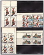 1973 MÉXICO TURISTICO Sc.1013-1014, C357-C358 MNH BLOCK Of 4, Deer Dance, Ocotlan Cathedral, Dancer With Fruit Basket, - Mexico