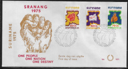 Suriname. FDC Sc. 424-426.   Independence.  FDC Cancellation On Cachet FDC Envelope - Surinam