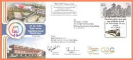 INDIA 2022 PUNE METRO CARRIED SPECIAL COVER WITH GOLDEN EMBOSSED CANCELLATION LIMITED ISSUED USED RARE - Lettres & Documents