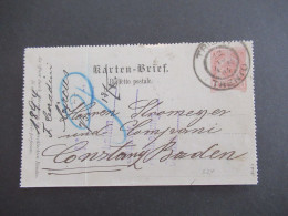 Österreich 1894 Kartenbrief 5 Kreuzer K2 Trient Trento - Konstanz Baden Mit Ank. Gitterstempel Konstanz / Stromeyer - Kartenbriefe