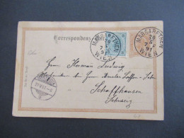 Österreich 1891 GA 2 Kreuzer Mit 3 Kreuzer Zusatzfrankatur K1 Margarethen Wien - Schaffhausen Schweiz - Tarjetas
