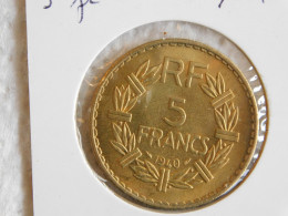 France 5 Francs 1940 LAVRILLIER, BRONZE ALUMINIUM (871) - 5 Francs